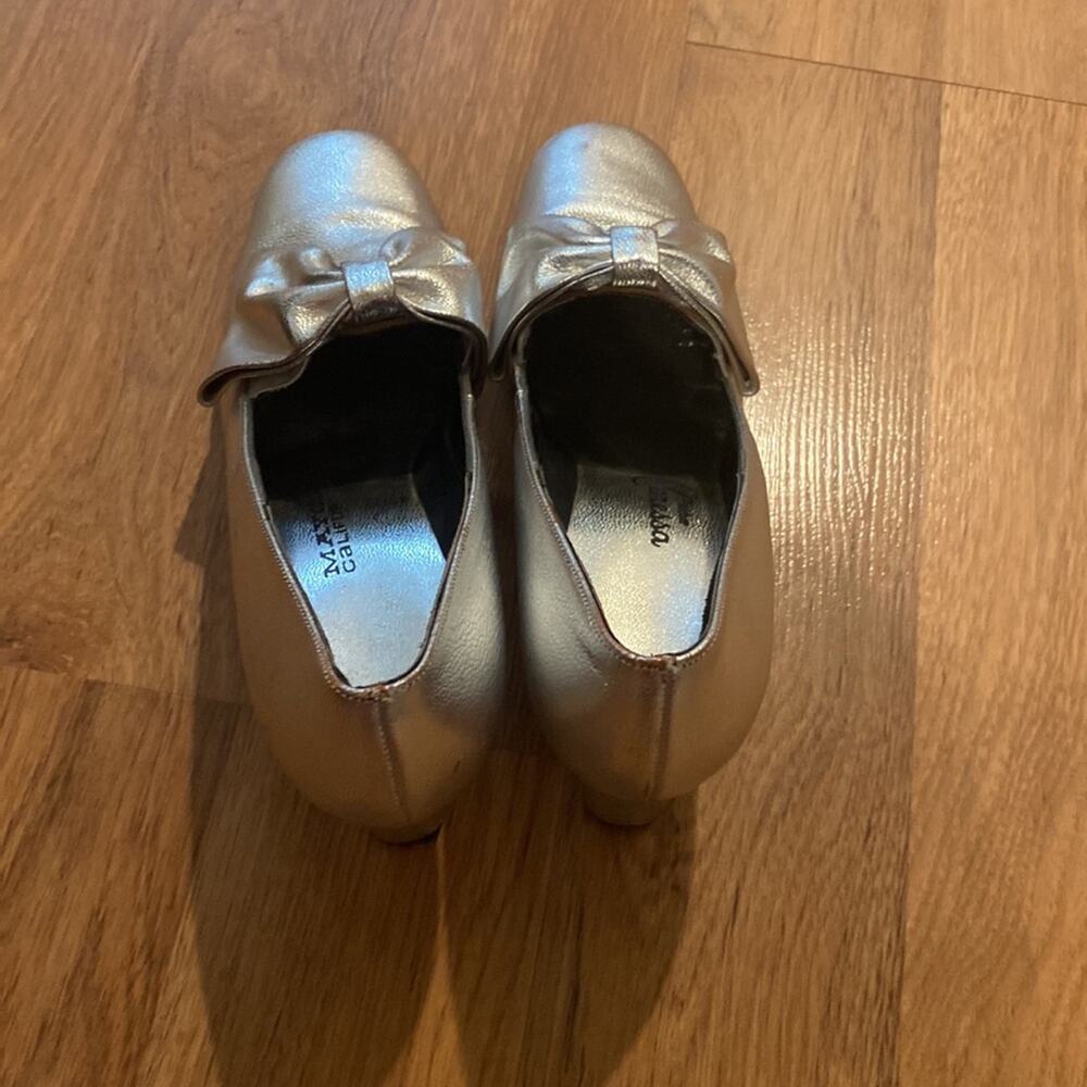 May Company California Silver Metallic Vintage Bow Heels Size 8 Narrow Women’s - Picture 4 of 11